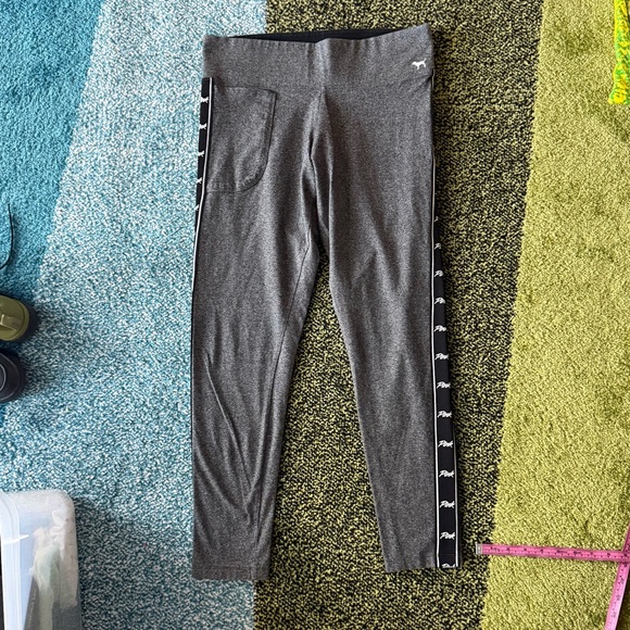 PINK Victoria's Secret Pants - PINK Victoria's Secret Charcoal Leggings with Black Side Stripe